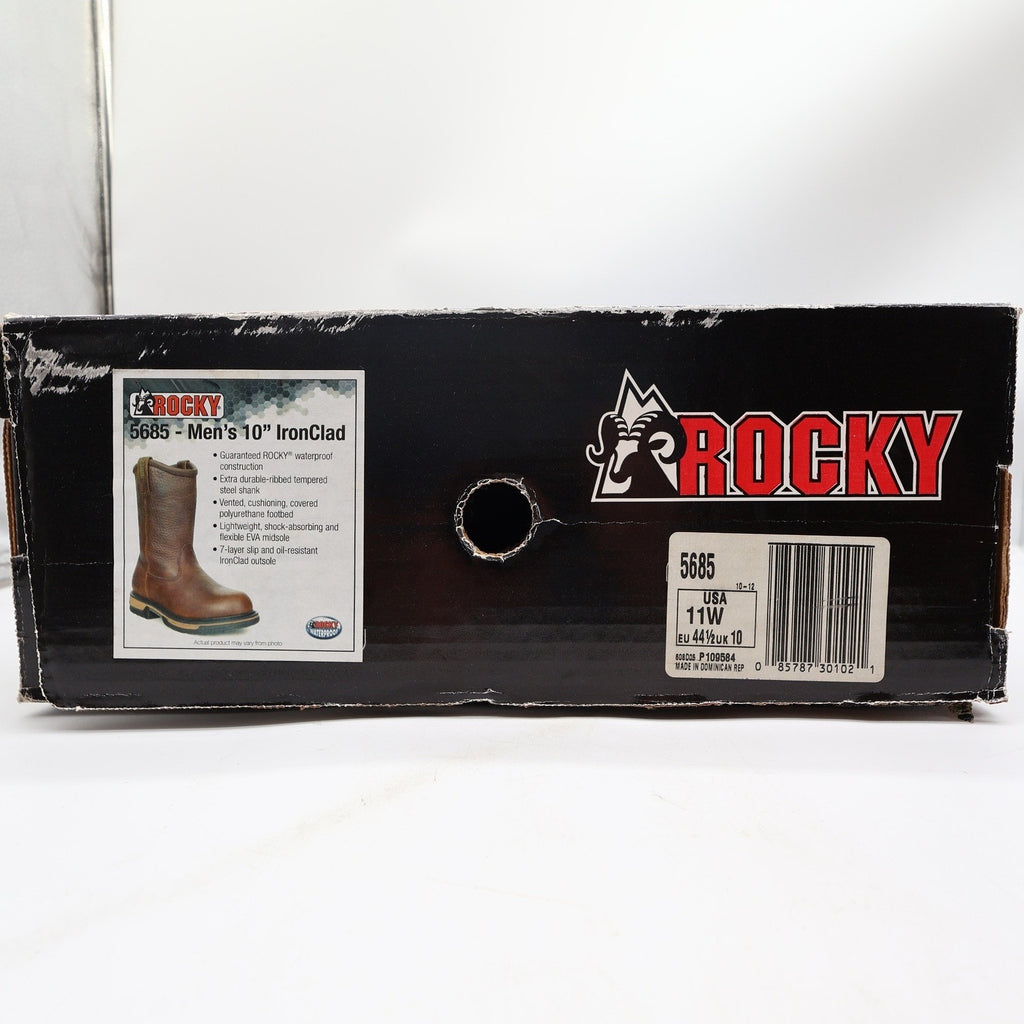 Rocky IronClad 5685 10-Inch Waterproof Pull-On Work Boots Men's 11W Brown NWT
