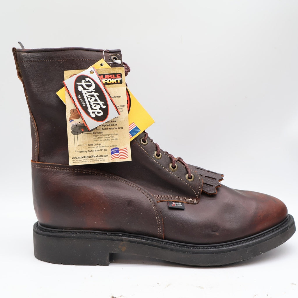 Justin 761 Double Comfort Kiltie Work Boots Men's 13 EE Brown USA Made Deadstock