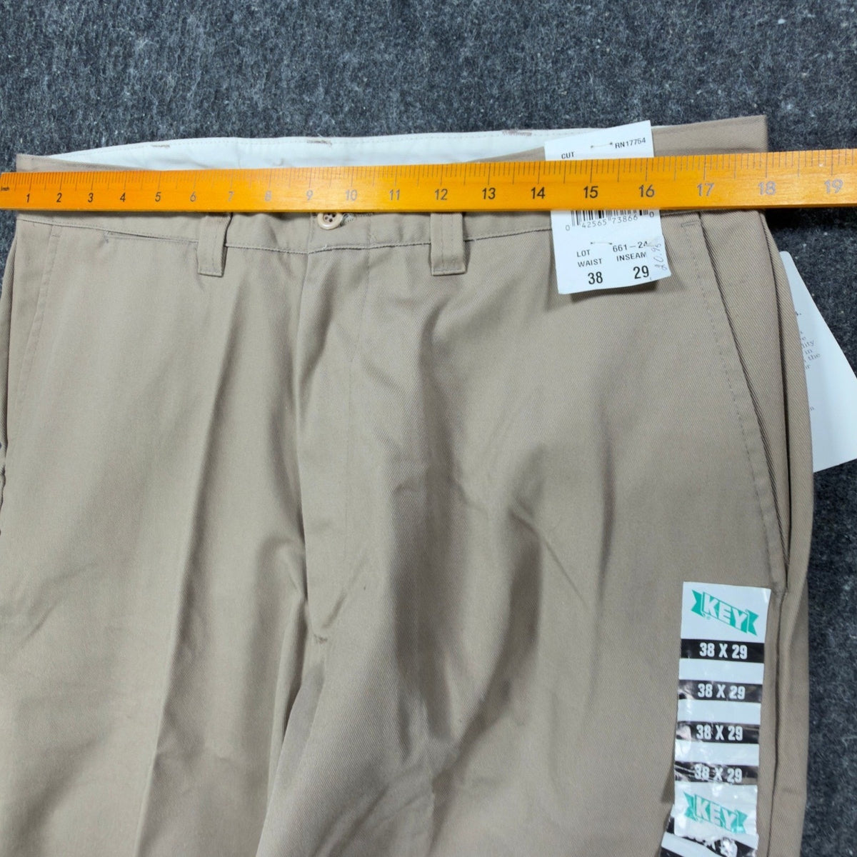 Key Industries Y2K Work Khakis Men 38x29 Tan Poly Cotton NWT
