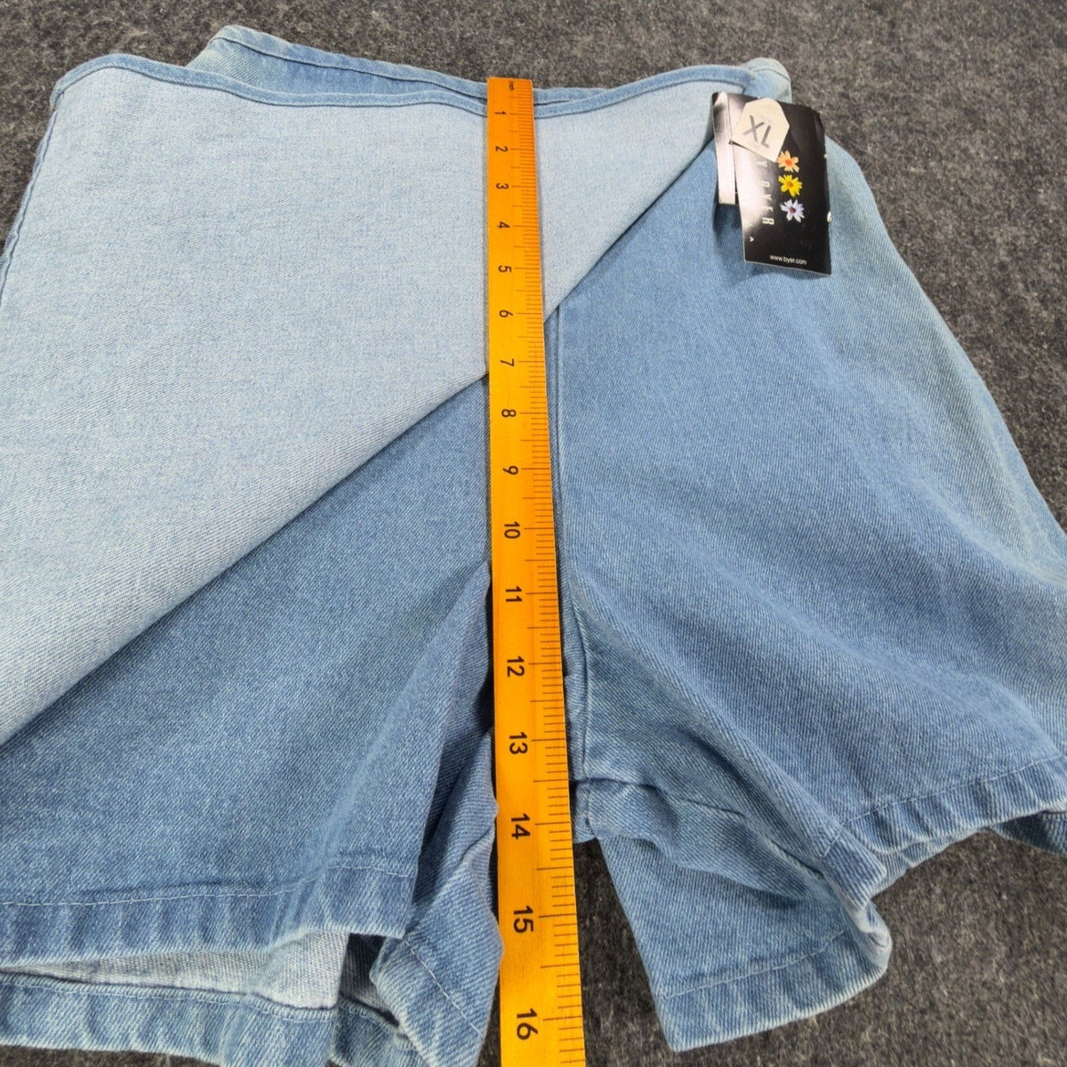 Amy Byer Vintage Y2K Skort Girls XL Blue Cotton Denim NWT Rose Leopard Print - take2supply