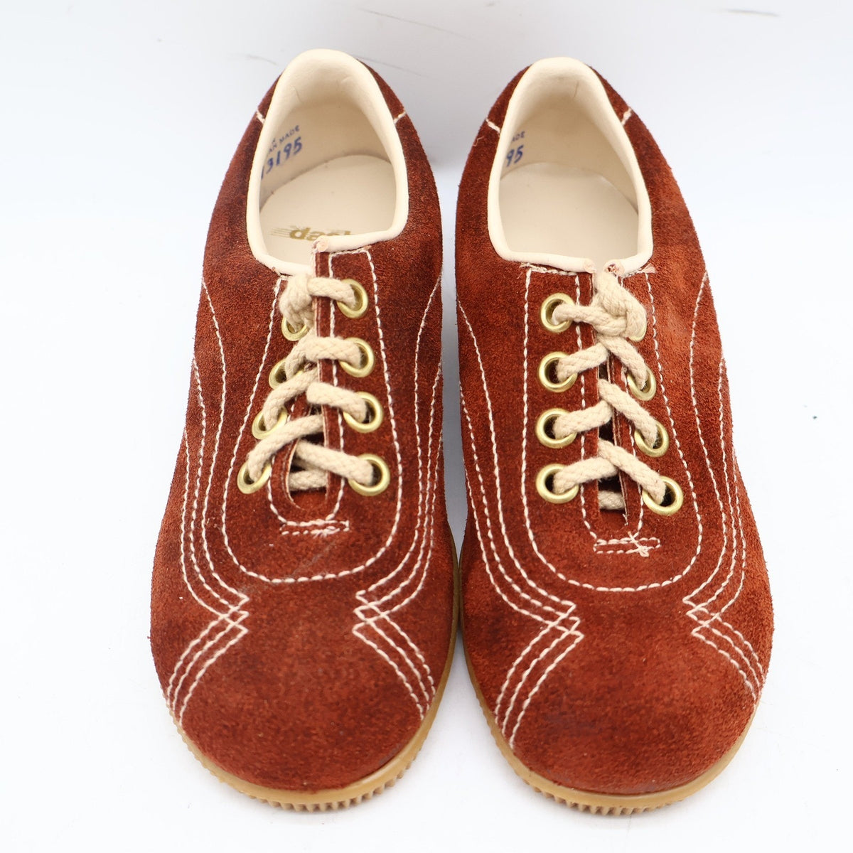Vintage 70s Dashers 2304 Rust Suede Oxford Sneakers Kids 12.5C Deadstock