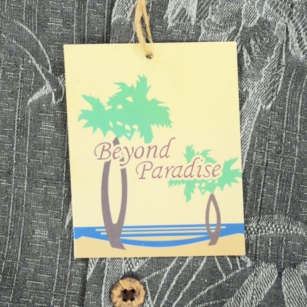 Beyond Paradise Hawaiian Shirt Mens Medium Charcoal Silk NWT