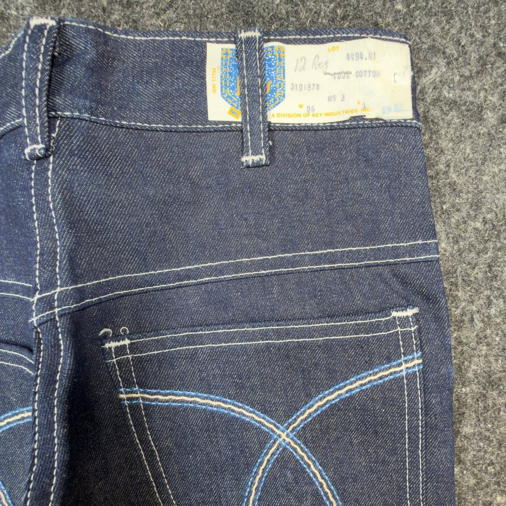 Key Vintage 70s Jeans Youth 12 Reg Blue Dark Wash Flare NWT NOS
