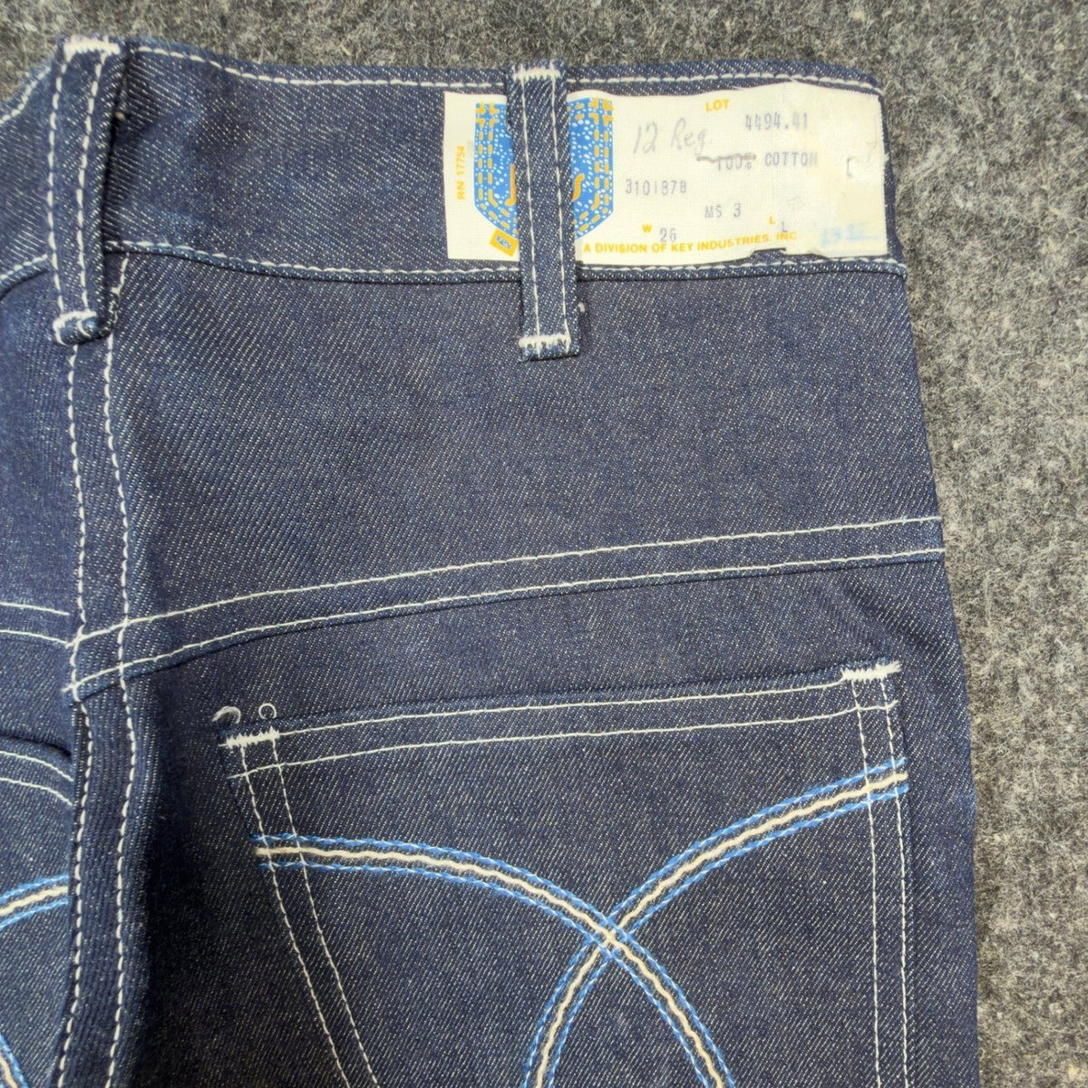 Key Vintage 70s Jeans Youth 12 Reg Blue Dark Wash Flare NWT NOS