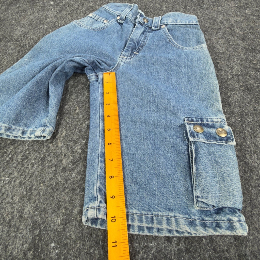 Lee Pipes 90s Vintage Denim Cargo Shorts Boys 7X Retro Stone Blue NWT New