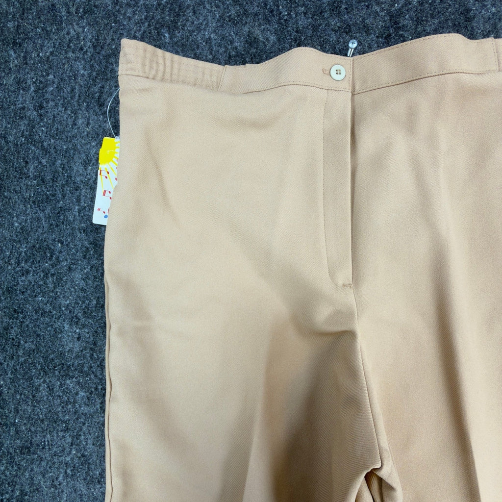 Rhondaly NY Dress Pants Womens 20 Vintage 70s Beige Polyester Straight Leg NWT