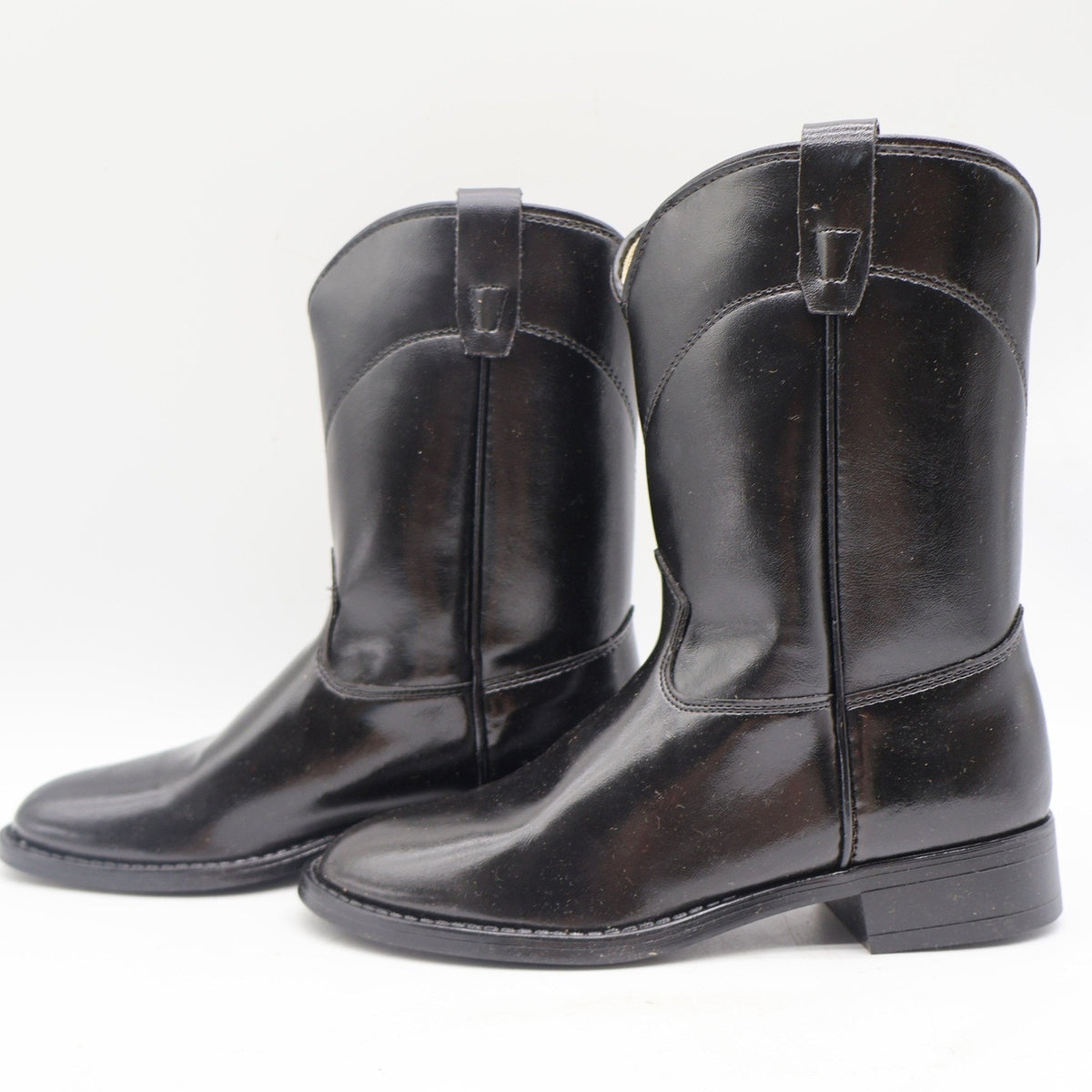 Texas Brand Roper Boots Youth Size 2 D Vintage Black Manmade Made in USA C1500 - take2supply