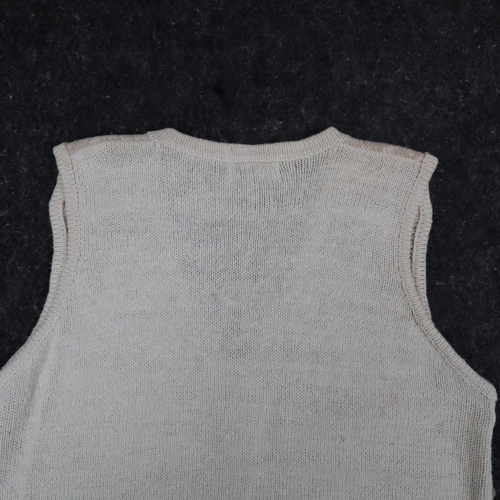 Beldoch Popper Sweater Vest Womens Small Vintage 90s Natural Multi Cotton Ramie