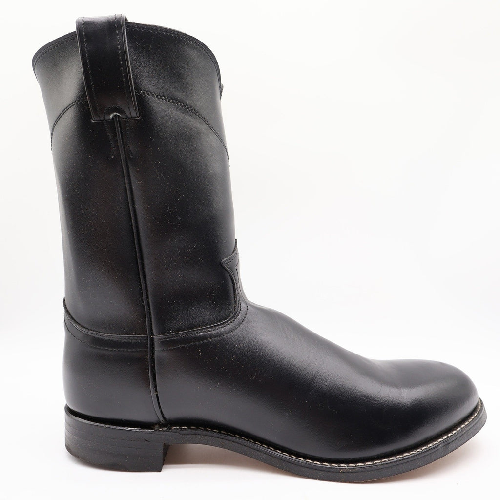 Justin Vintage Roper Boots Mens 11 D Black Leather Deadstock 3702M