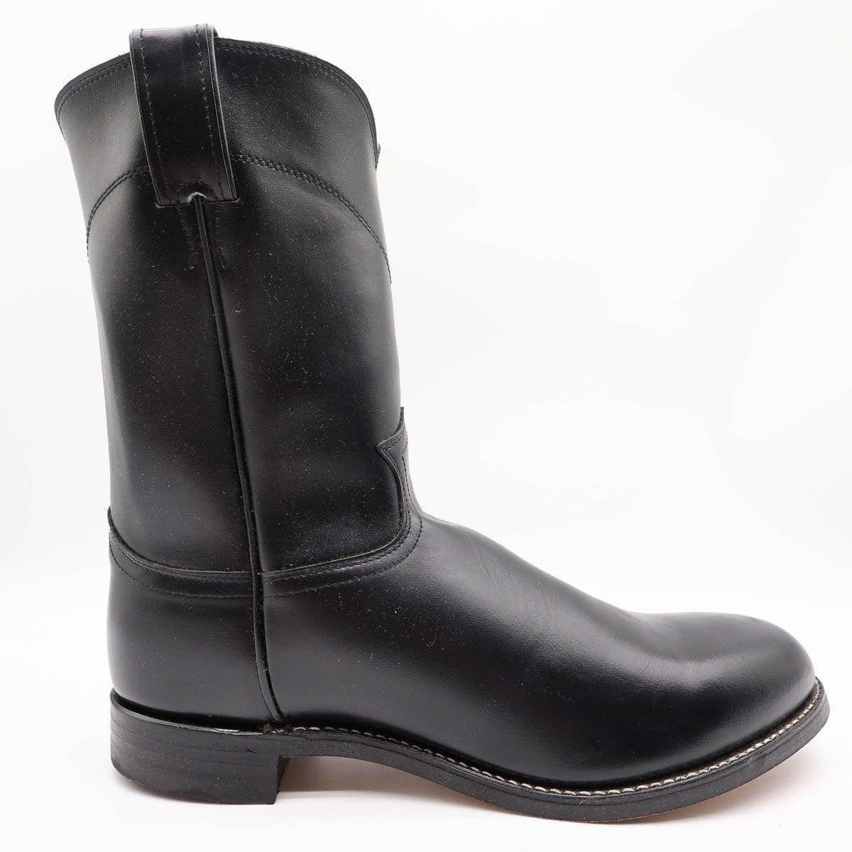 Justin Vintage Roper Boots Mens 11 D Black Leather Deadstock 3702M