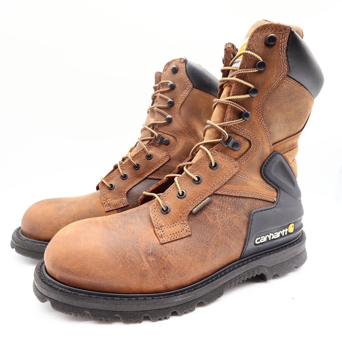 Carhartt Work Boots Mens 10 W Brown Leather Waterproof 8" Lace Up CMW8100 NIB