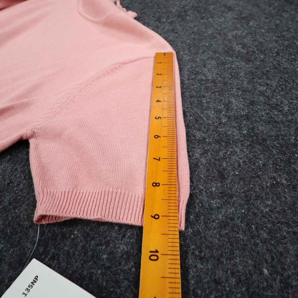 Nikki Petite Short Sleeve Mock Neck Sweater Small Pink Cotton Blend NWT C1004