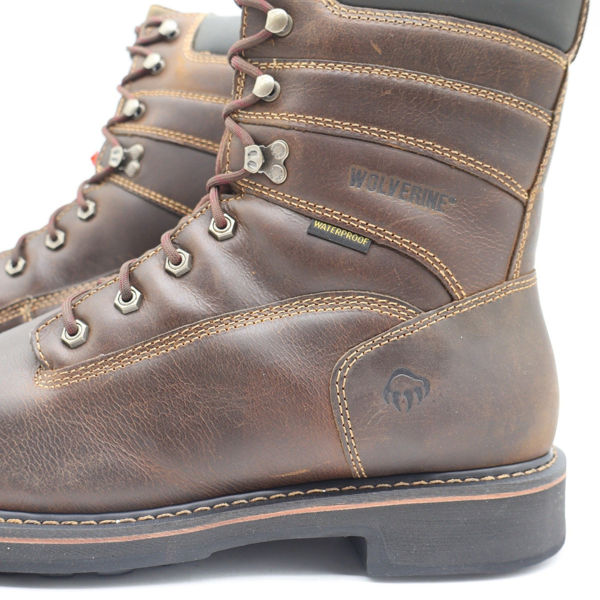 Wolverine Brek 8" Work Boots Mens 12 Brown Leather Steel Toe Waterproof W10082 - take2supply