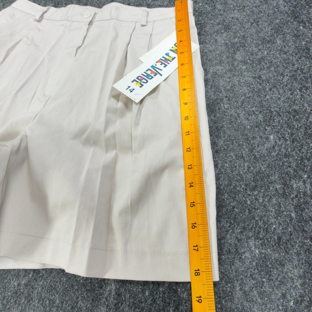 On The Verge Vintage Pleated Shorts Womens 14 Beige Cotton Blend NWT USA Made - take2supply