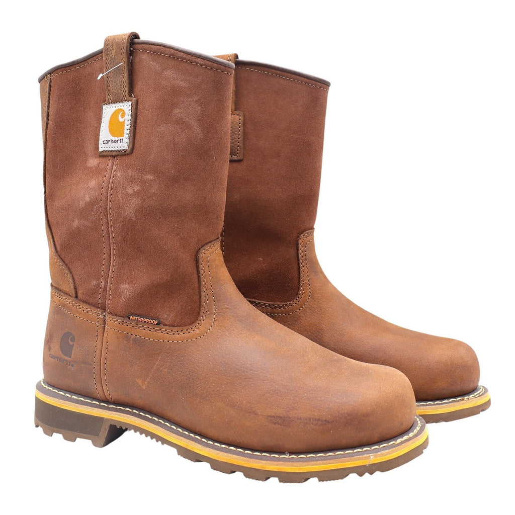 Carhartt Waterproof Pull-On Work Boot Mens 9 Brown Leather Soft Toe CMP1053 - take2supply