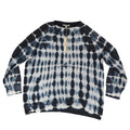 She + Sky Waffle Knit Top Womens Large Blue White Tie Dye Thermal Long Sleeve