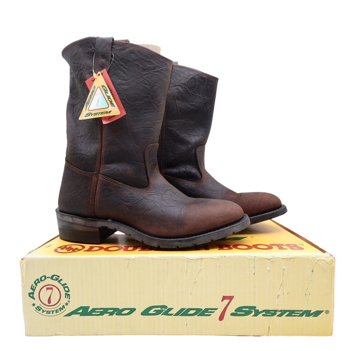 Double-H Vintage 90s Western Boots Mens 11.5D USA Leather Work 2520 Aero Glide