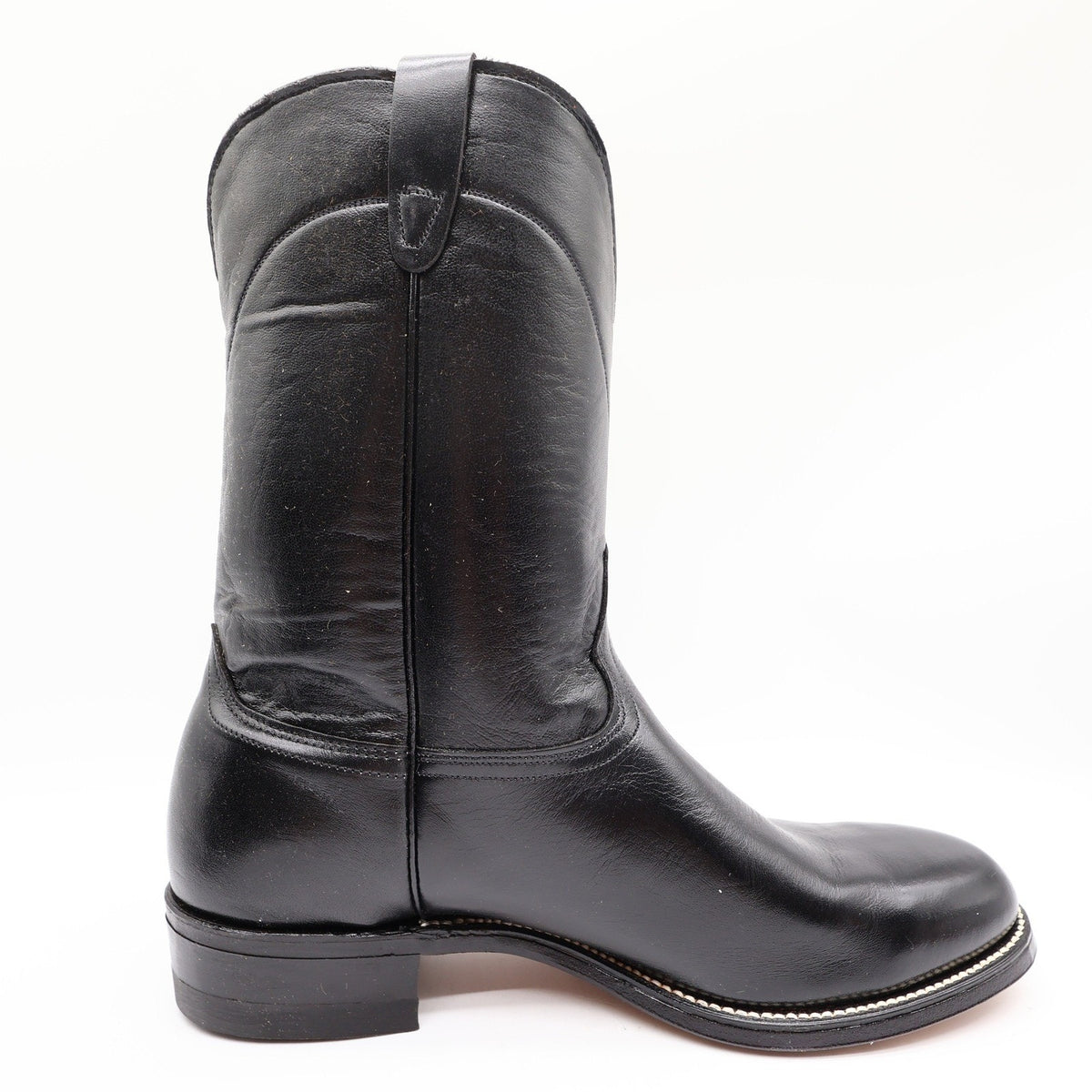Walker Vintage Roper Cowboy Boots Mens 10 Black Leather New Made in USA 1218