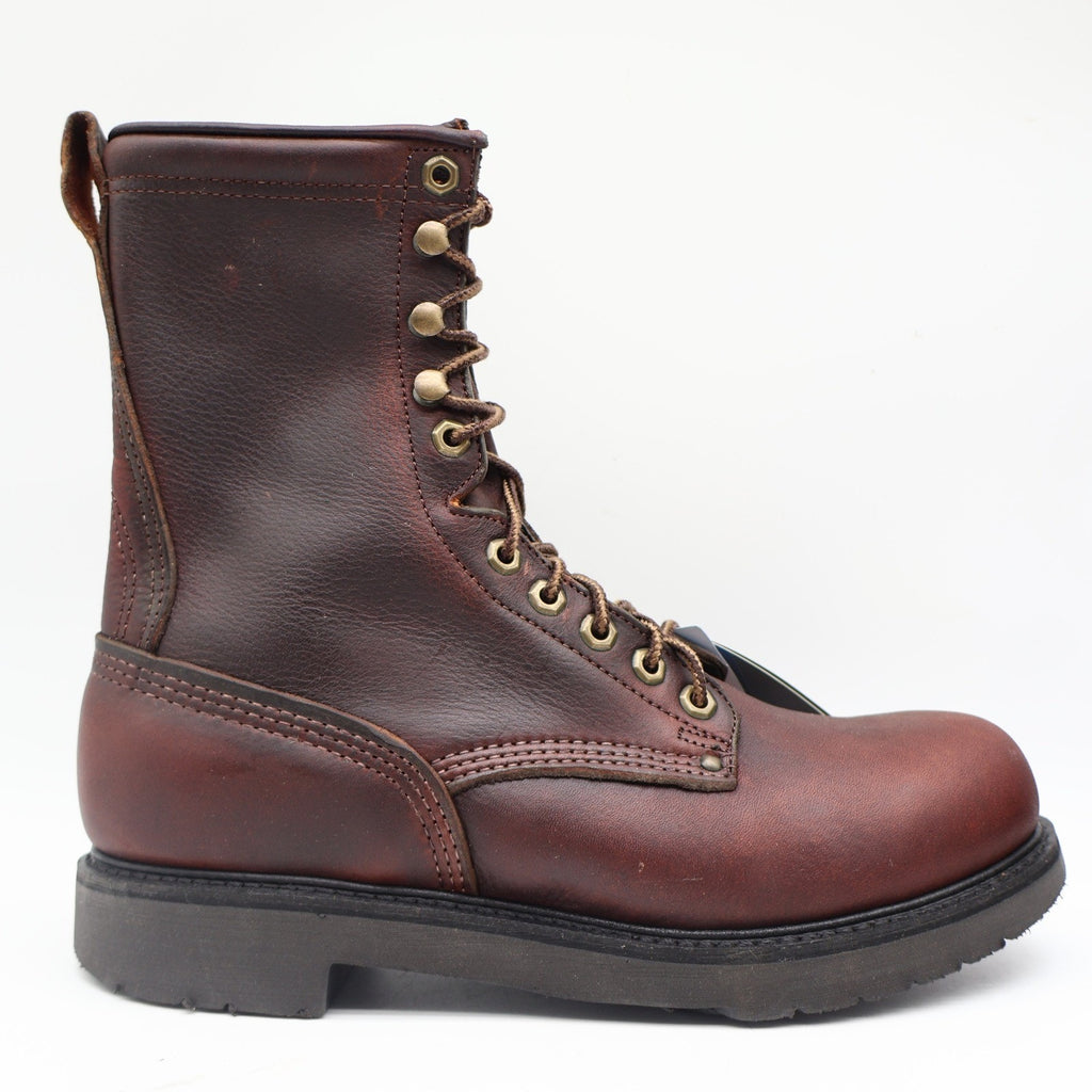 Carolina 8006 Plain Toe Farm Boot Mens 9.5 2E USA Made Brown Leather Work Boots