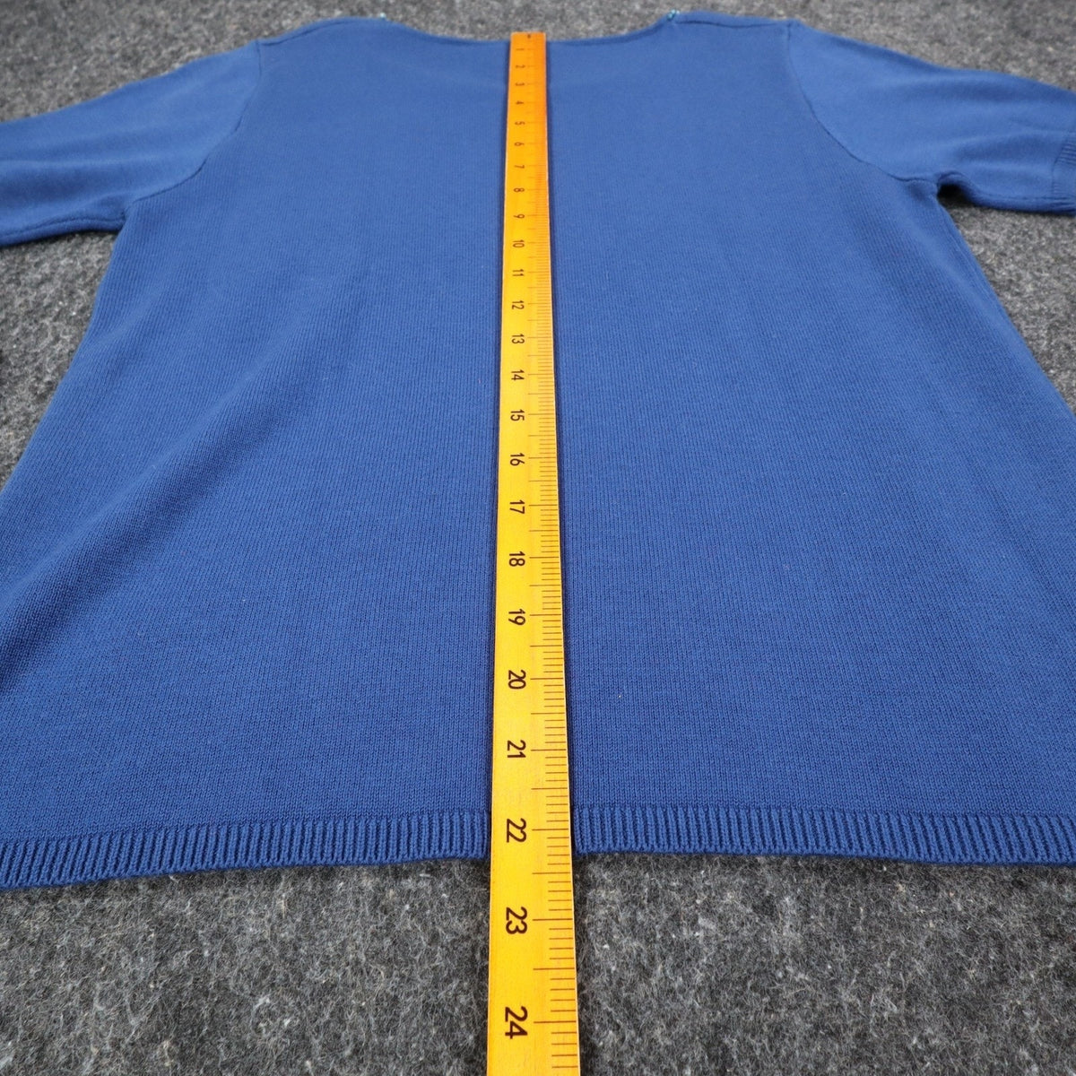 Southern Lady Sweater Top Womens Small Blue Beaded Neck Short Sleeve 111M NWT