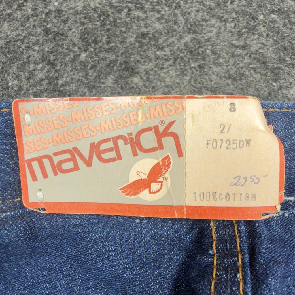 Maverick Vintage 70s Flare Jeans Women 8 Blue Cotton Denim NWT Made in USA