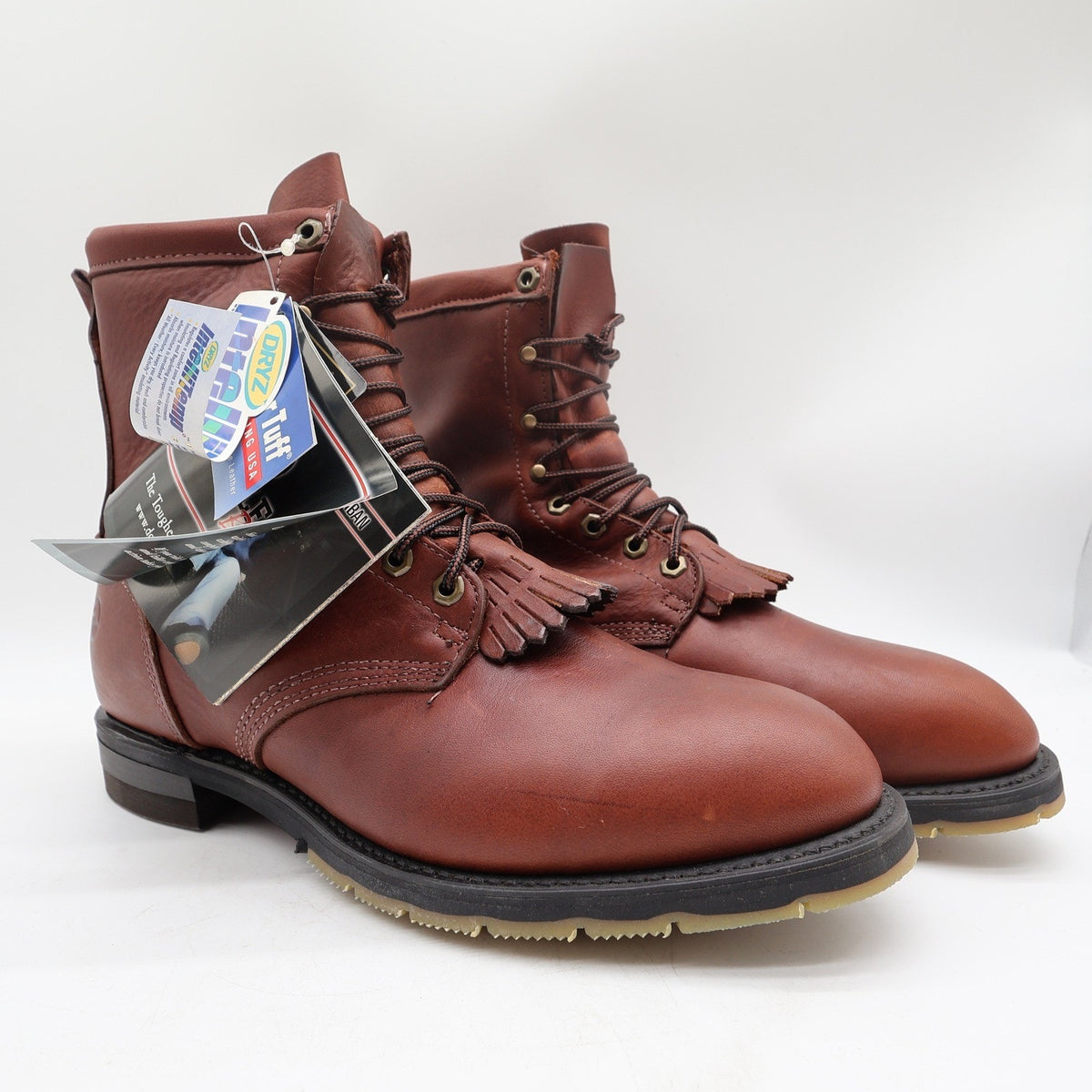 Double-H Mens 10 D Leather Packer Work Boots USA 9790 Brown Lace Up Kiltie New