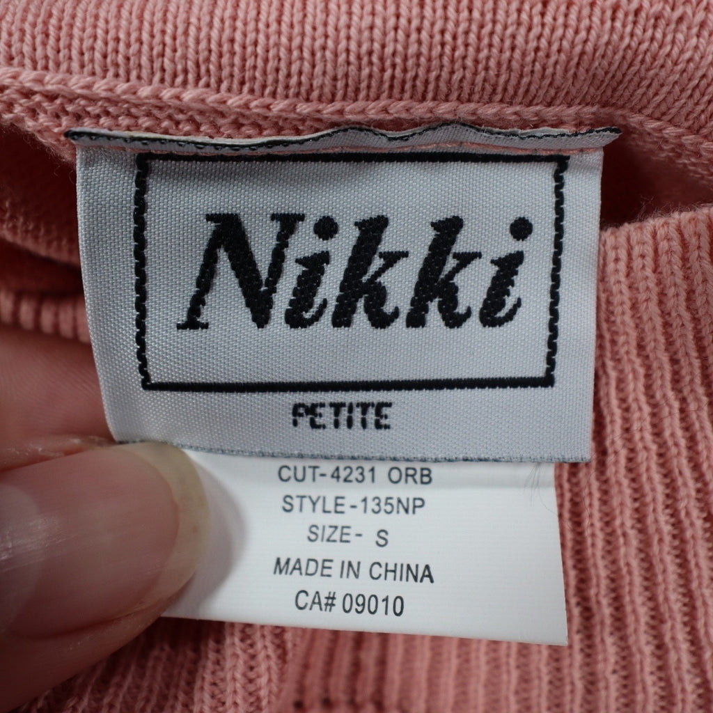 Nikki Petite Short Sleeve Mock Neck Sweater Small Pink Cotton Blend NWT C1004