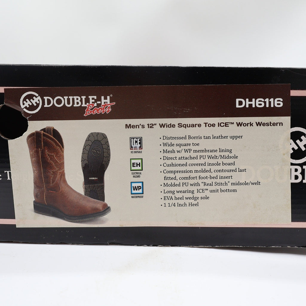 Double-H Modern ICE Work Boots Mens 9 D Brown Leather Square Toe Waterproof NWT - take2supply