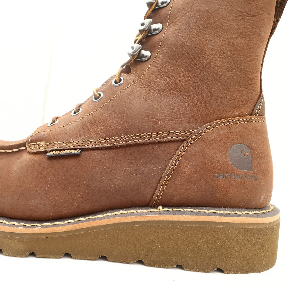 Carhartt Mens Modern Waterproof 8 Inch Wedge Work Boots Brown Leather 8.5 M NIB