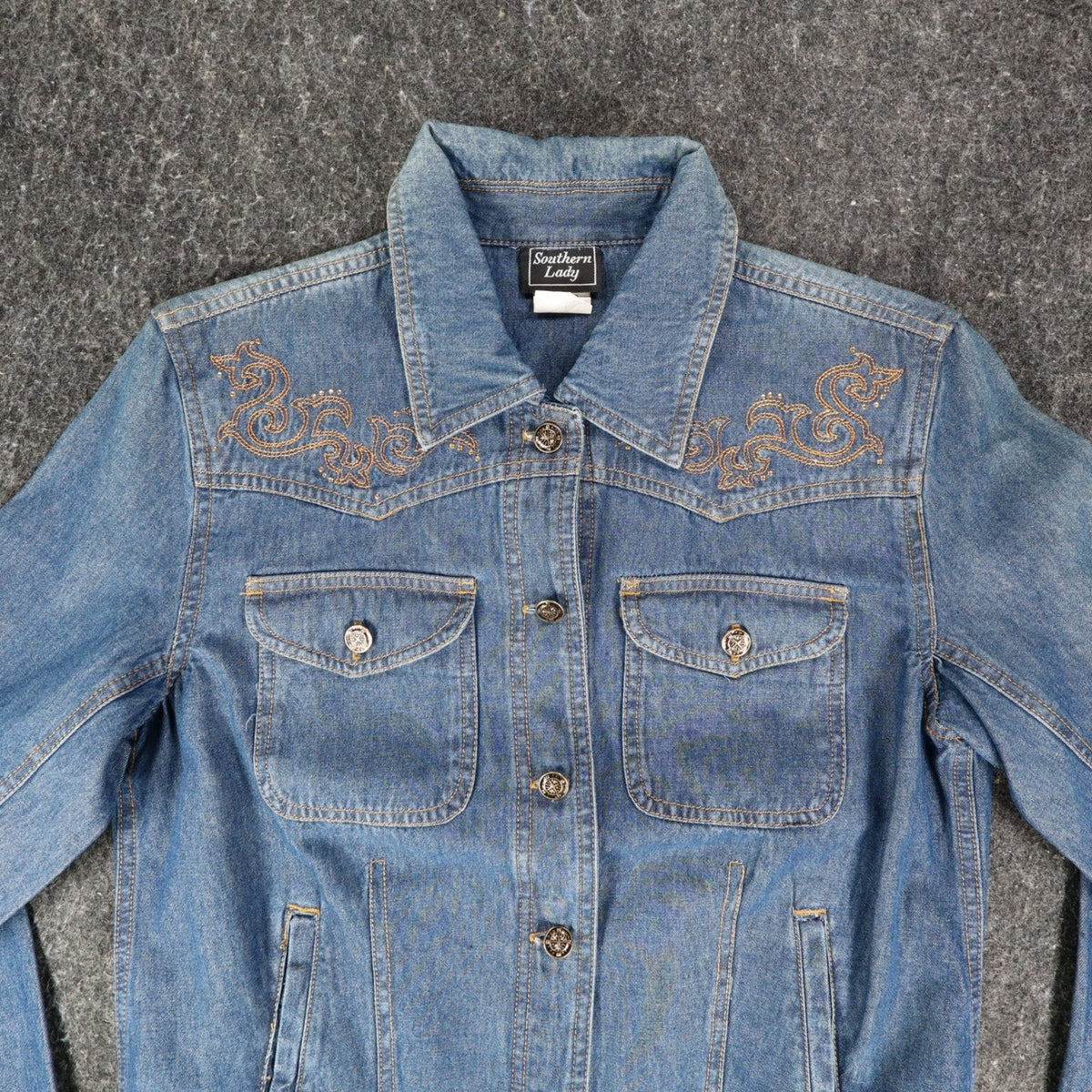 Southern Lady Denim Jacket Womens Small Blue Embroidered Cotton Trucker NWT