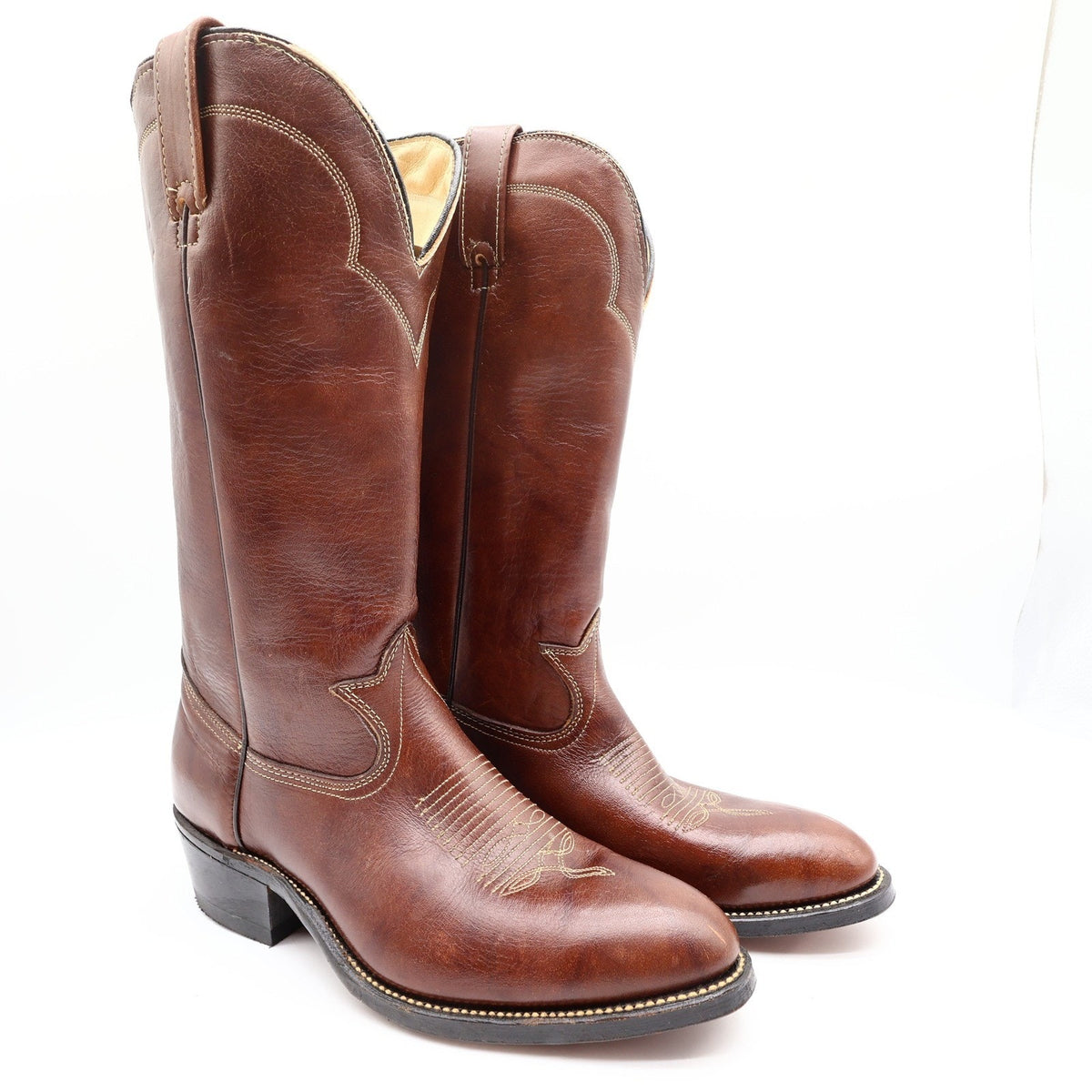 Laredo Vintage 90s Western Boots Mens 9 D Chocolate Brown Leather 2723 NIB - take2supply