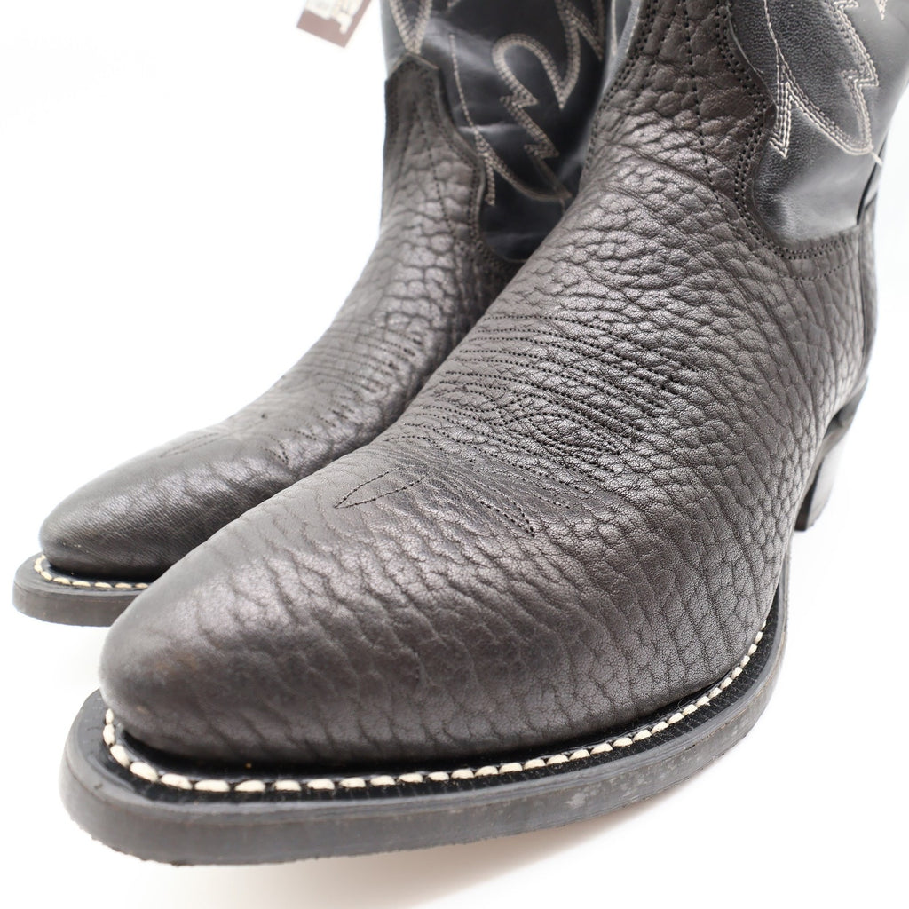 Vintage Wrangler Boots Mens 10 D USA Black Bullhide Leather Cowboy NIB M9-6580