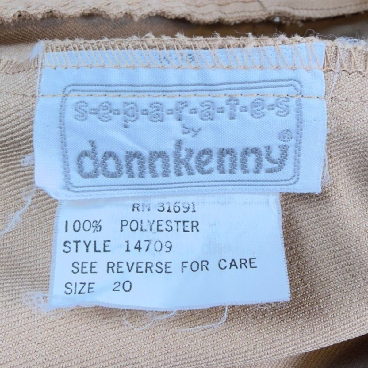 Rhondaly NY Dress Pants Womens 20 Vintage 70s Beige Polyester Straight Leg NWT