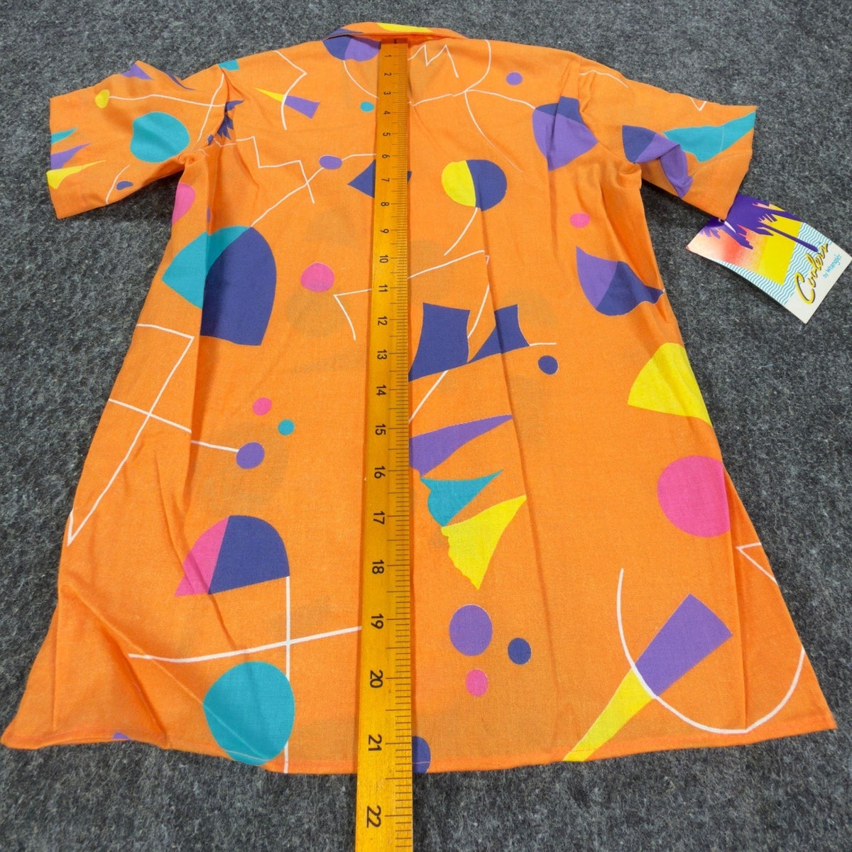 Wrangler Vintage 80s Geometric Shirt Mens S Orange Cotton NWT Deadstock USA - take2supply
