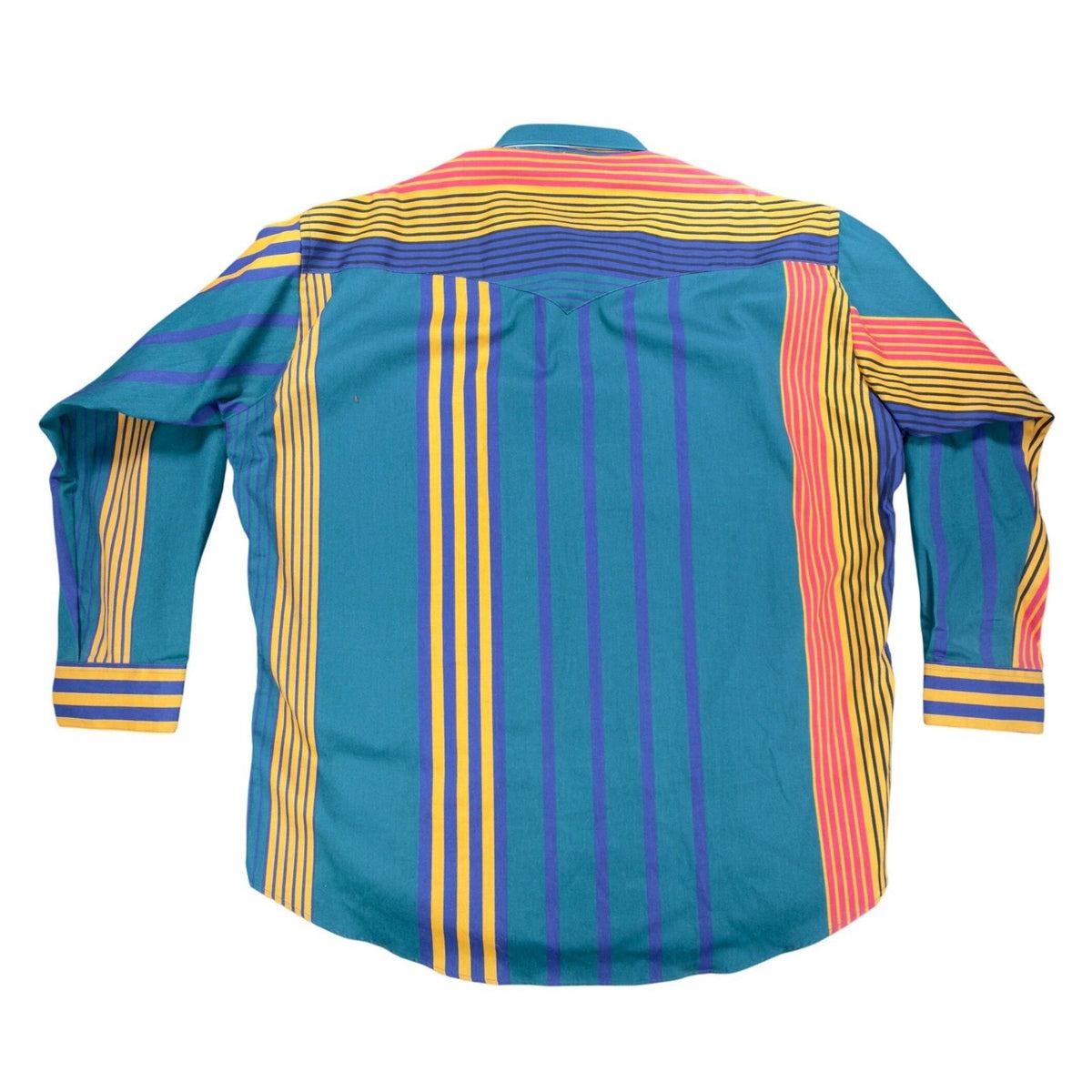Ruddock Bros Vintage Western Shirt Mens 18.5 Green Striped Cotton Excellent