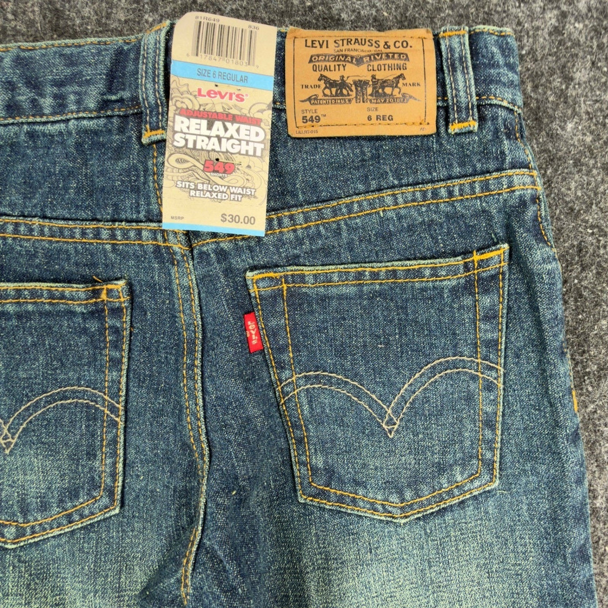 Levis Y2K 549 Relaxed Straight Shorts Boys 6 Blue Ramie Cotton NWT