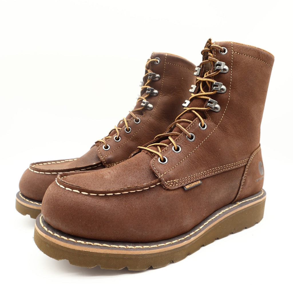 Carhartt Mens Modern Waterproof 8 Inch Wedge Work Boots Brown Leather 8.5 M NIB