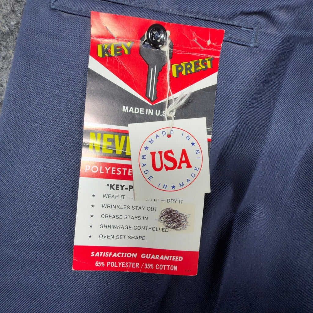 Key Imperial Vintage 70s Pants Mens 34x36 Navy Blue Deadstock 661.41N NEW