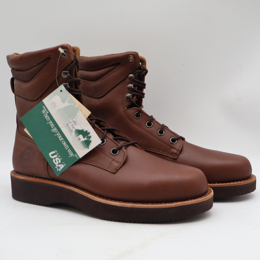 Lake of the Woods Work Boots Mens 9.5 D Vintage Brown Leather Made in USA 3900 - take2supply