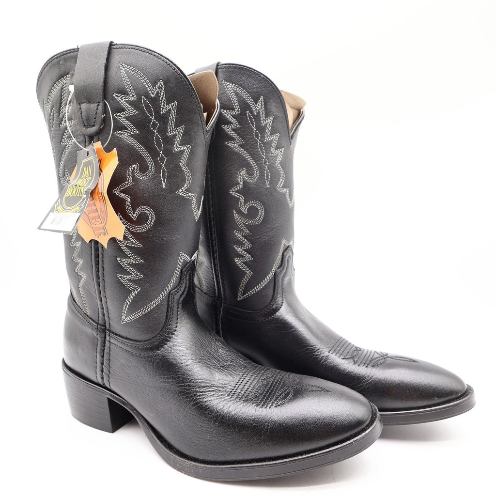Dan Post Western Cowboy Boots Youth 4.5 D Black Leather Box NWT