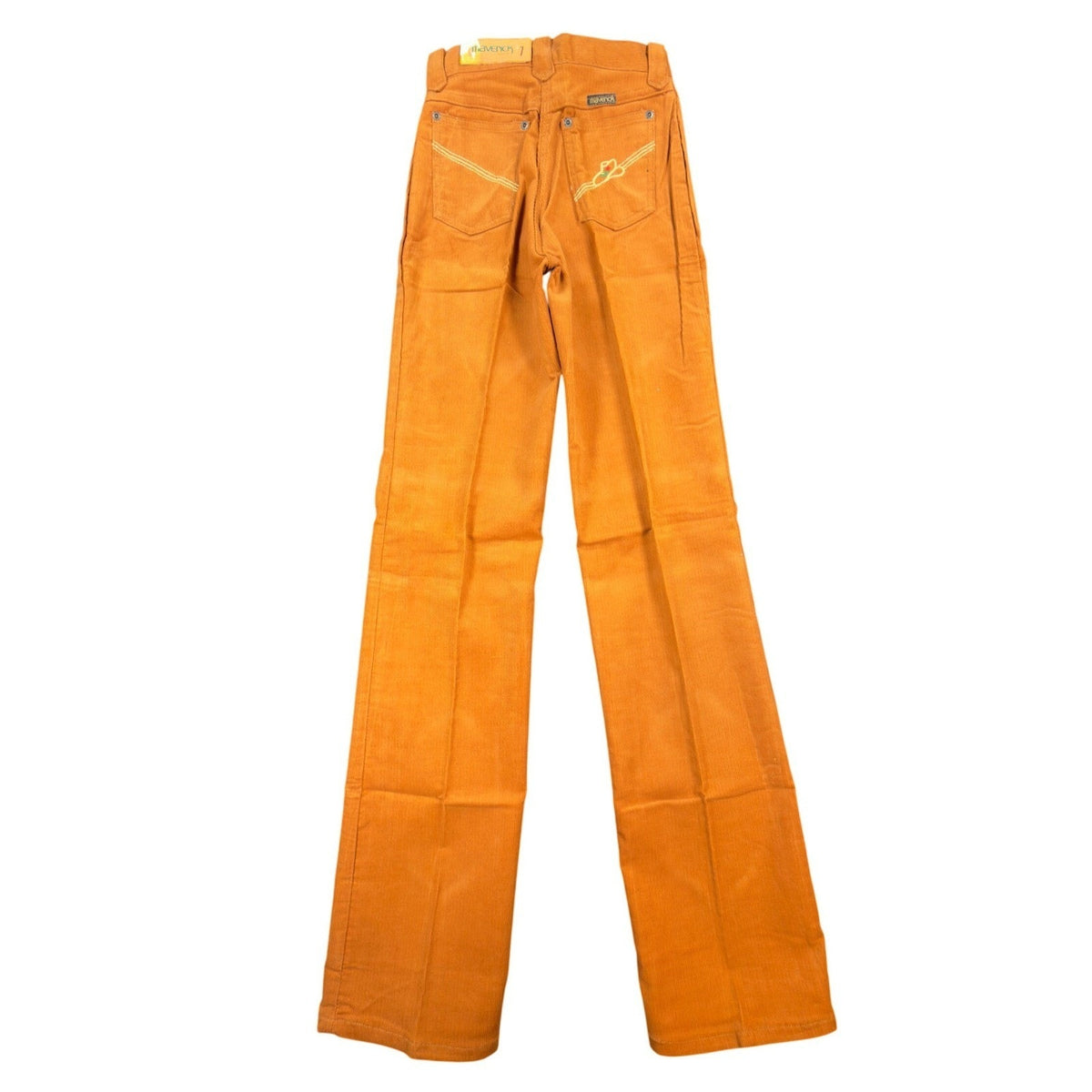 Maverick Vintage 70s Corduroy Flare Pants Juniors 7 Orange Deadstock NWT USA - take2supply