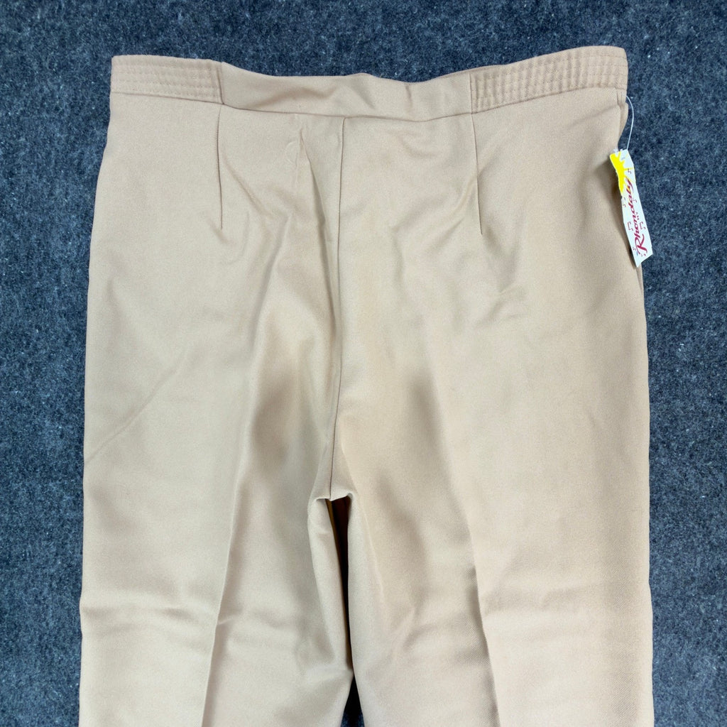 Rhondaly NY Dress Pants Womens 20 Vintage 70s Beige Polyester Straight Leg NWT
