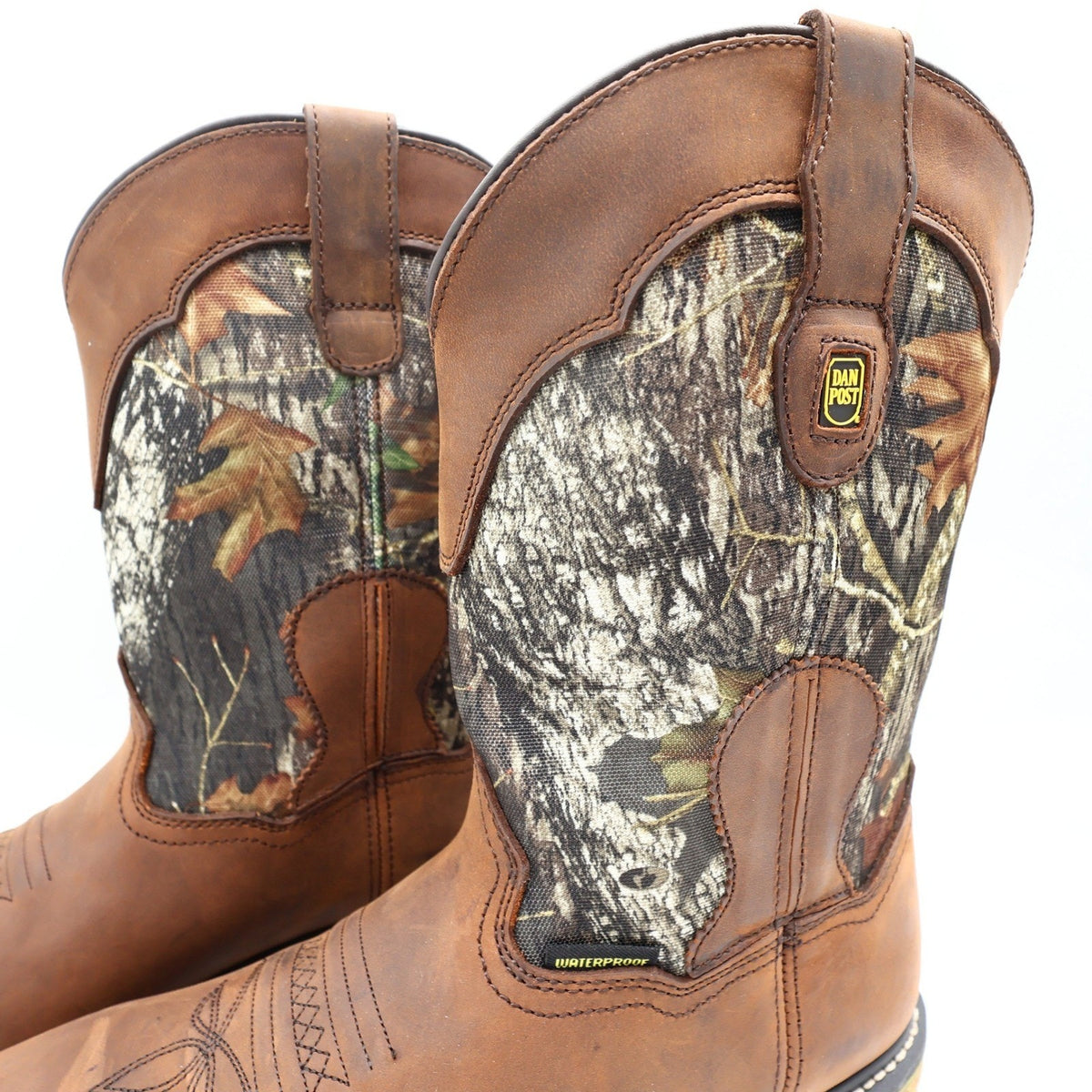 Dan Post Camo Waterproof Western Work Boots Men 11 D Brown Leather NWT Box