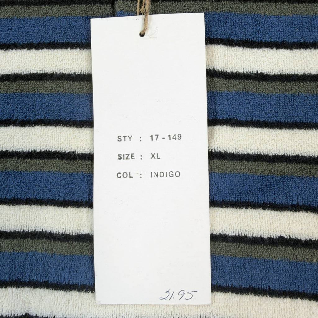 Vintage Ferruche Mens XL Henley Shirt Striped French Terry Blue White NWT 90s