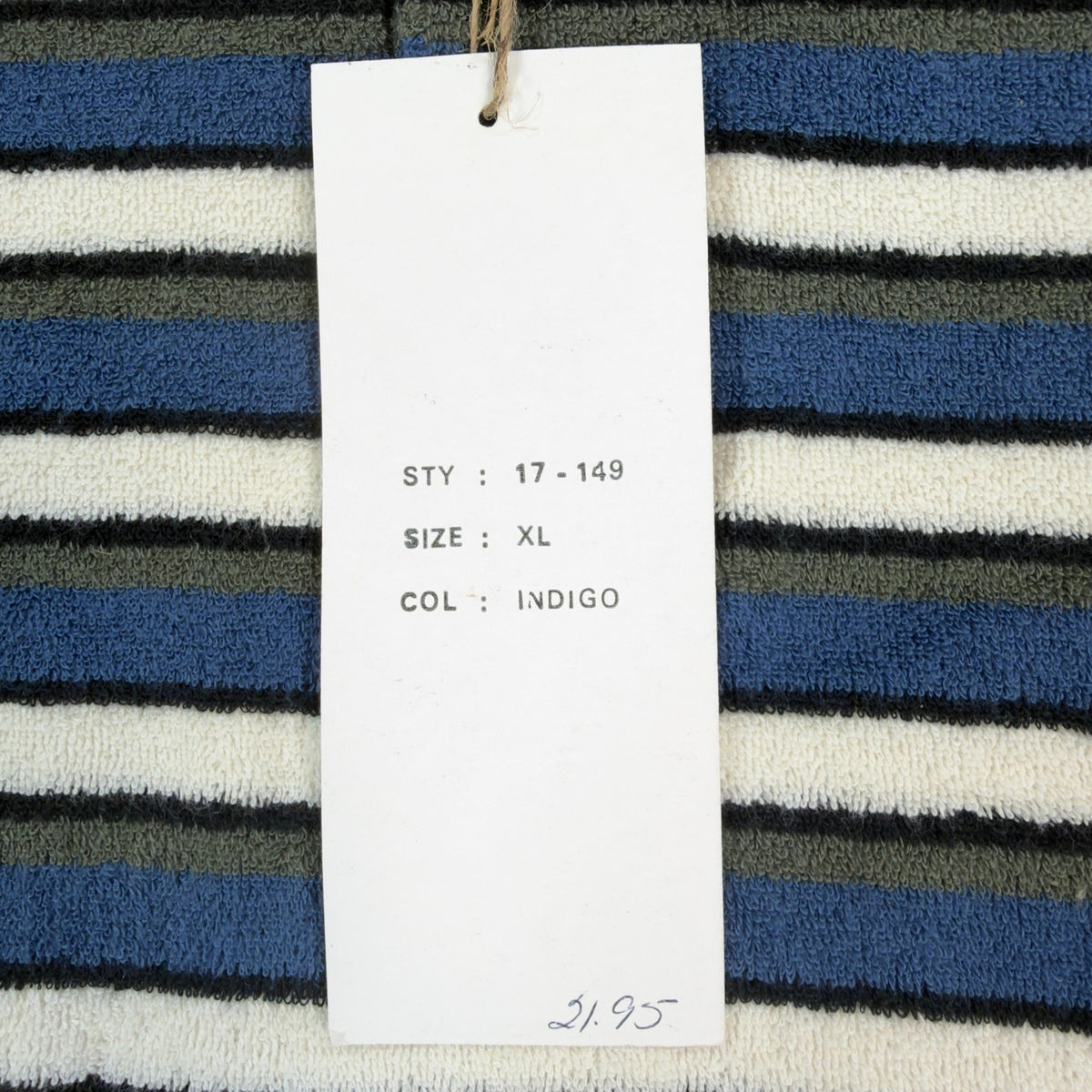 Vintage Ferruche Mens XL Henley Shirt Striped French Terry Blue White NWT 90s