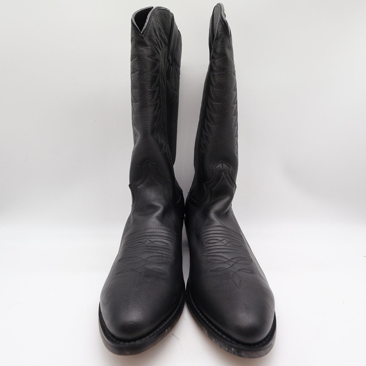 Diamond J Western Cowboy Boots Mens 11 Black Deertan Leather Excellent