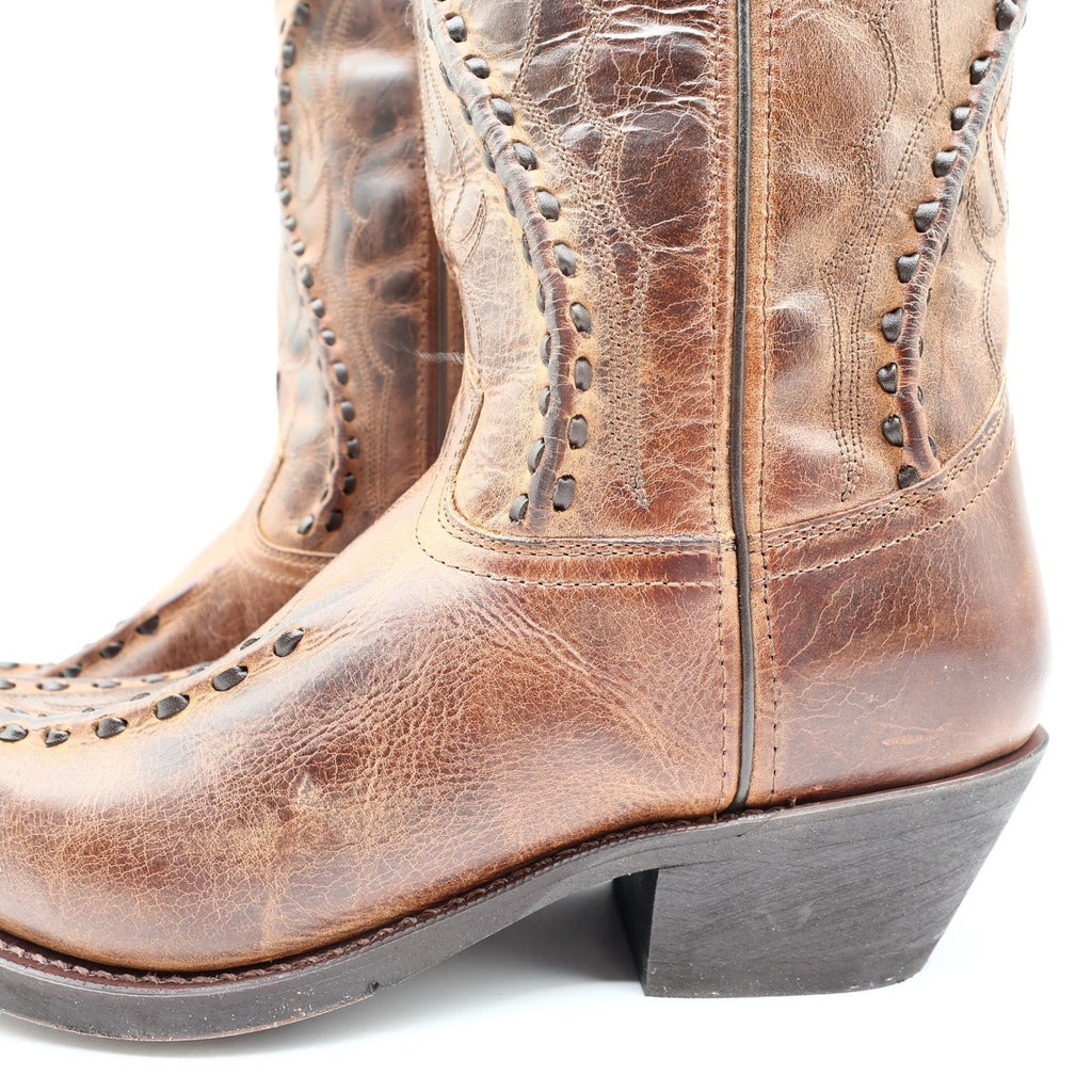 Laredo Western Boots Mens 11.5 D Brown Leather Snip Toe Bucklace 68434 NIB