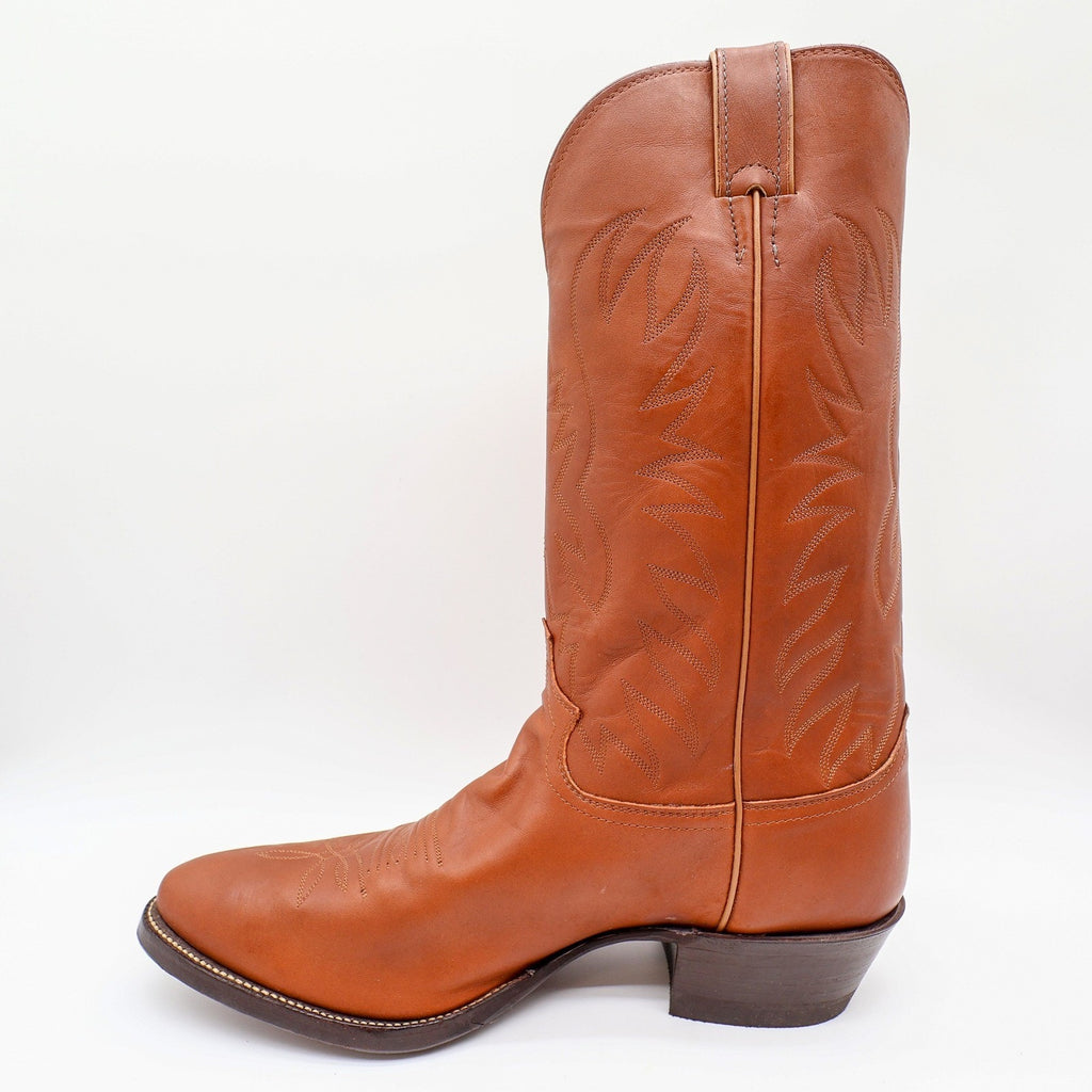 Justin Cowboy Boots Mens 12 D Cognac Ranch Calf Leather Western Deadstock 1026