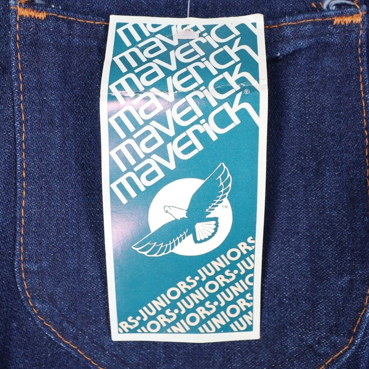 Maverick Pleated Denim Jeans Juniors 7 Vintage 70s Dark Wash USA Made Deadstock