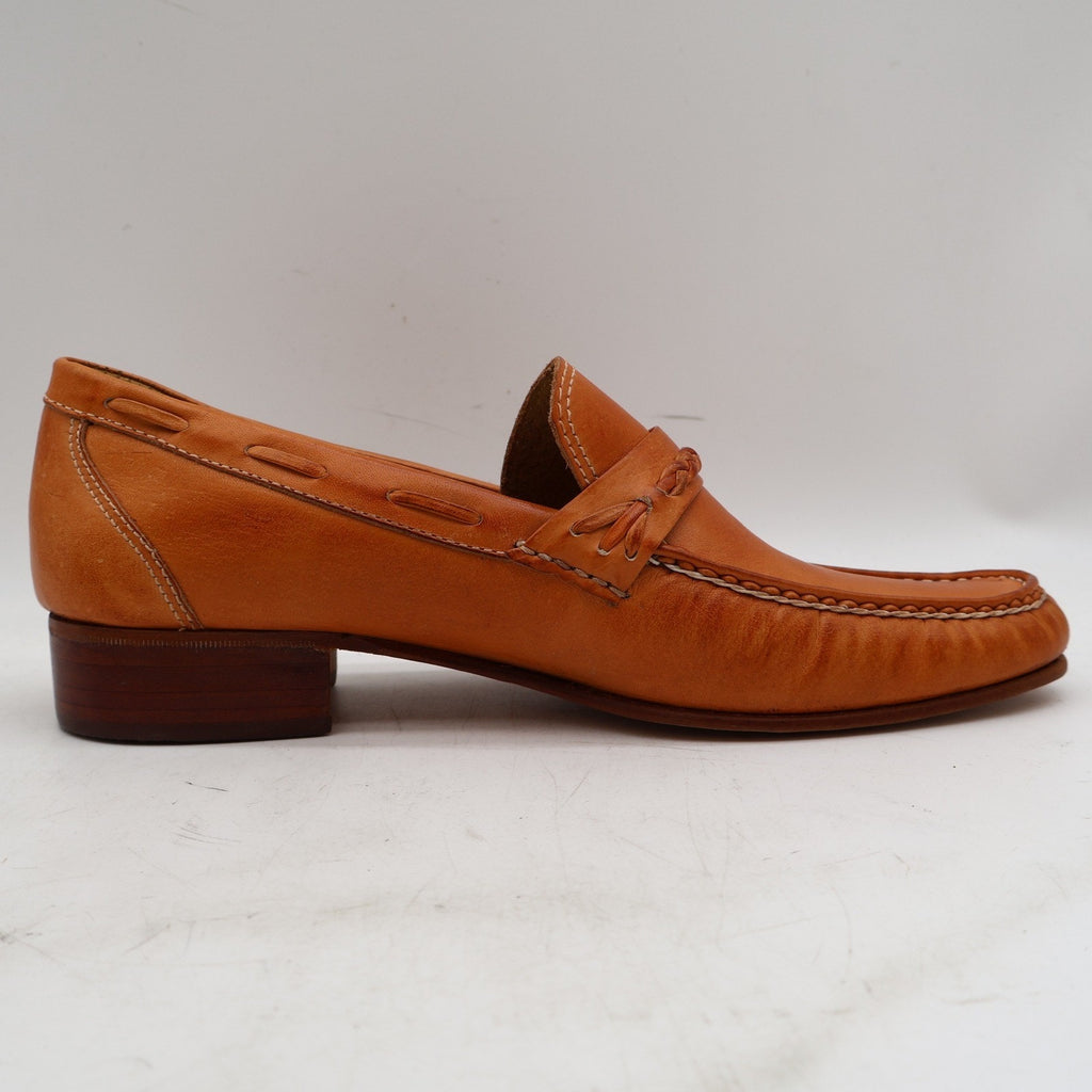Vintage Wrangler 96-6100 Tan Leather Braided Penny Loafers Men's 10D Deadstock
